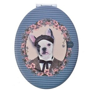 Make-up spiegeltje hond 9x7 cm voor in de tas