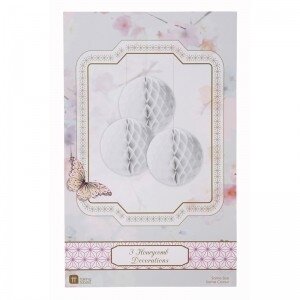 Feestelijk brievenbuscadeau set witte papieren honeycombs per post versturen