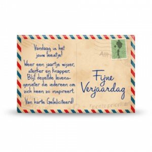 Magneet postcard met tekst Fijne verjaardag en feestelijke boodschap