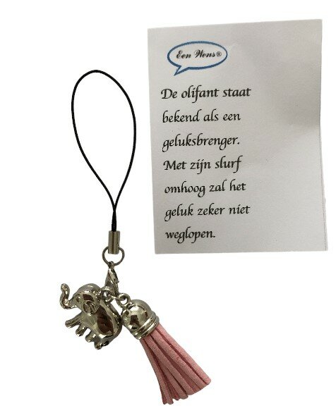 Geluks olifant sleutelhanger met kaartje