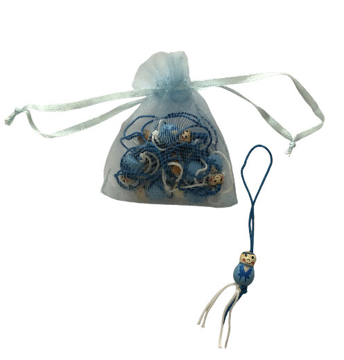 Organza zakje met houten jongen hangersg