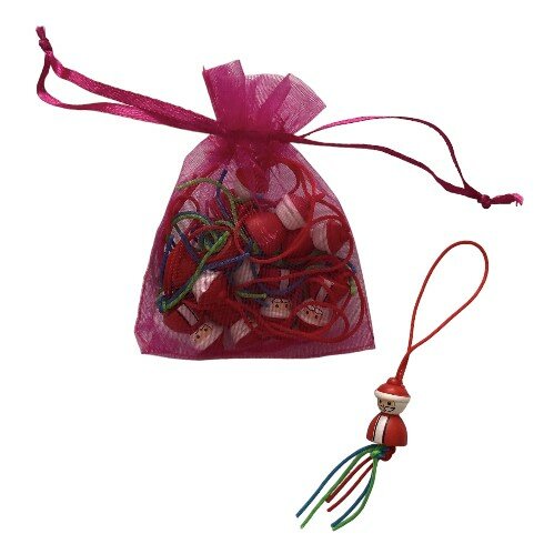 Organza zakje met houten kerstman hangers