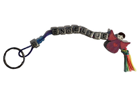 Sleutelhanger met engeltje en tekst B-engeltje
