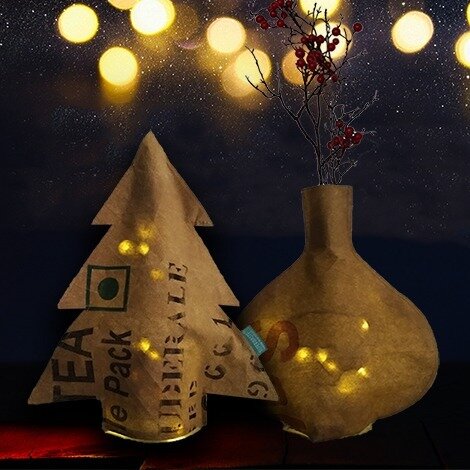 Duurzame kerstdecoratie van theeplukzakken