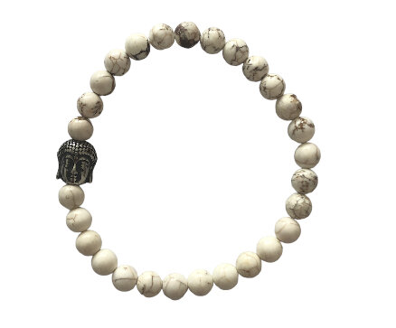 Howliet natuursteen armband met zilverkleurige Boeddha kraal