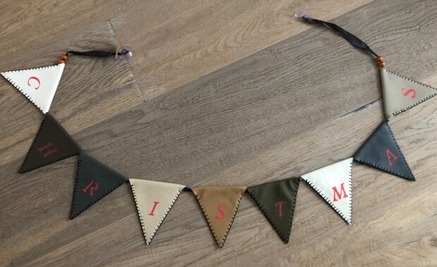 Handgemaakte leren Kerstslinger Christmas