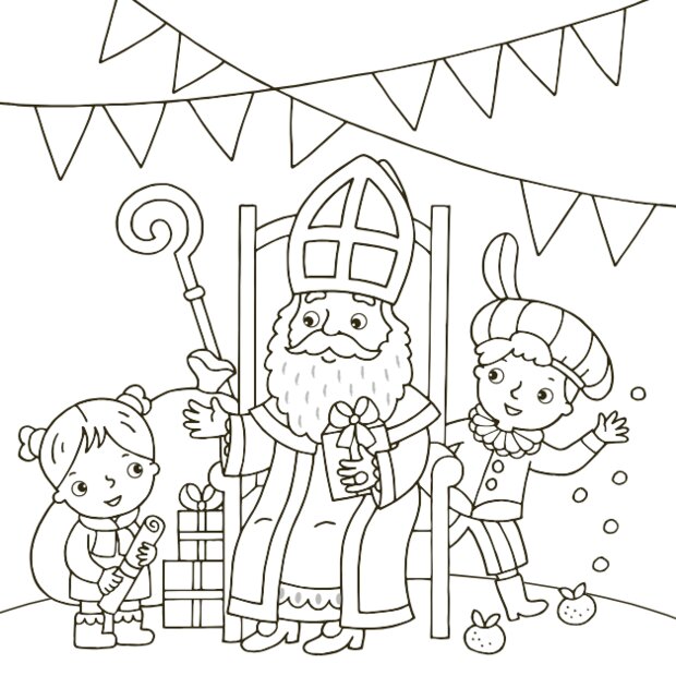 Creatief kleurboek voor kinderen met Sinterklaas thema.