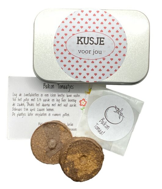 Zadendoosje balkontomaat een kusje voor jou kweekset.
