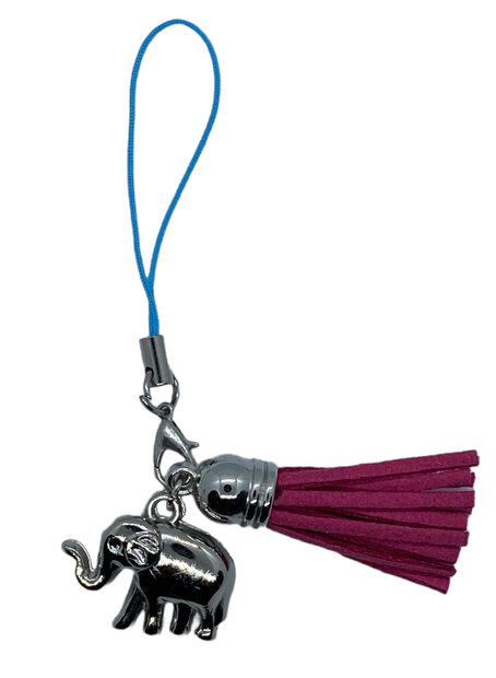 Olifant hanger met leren kwastje