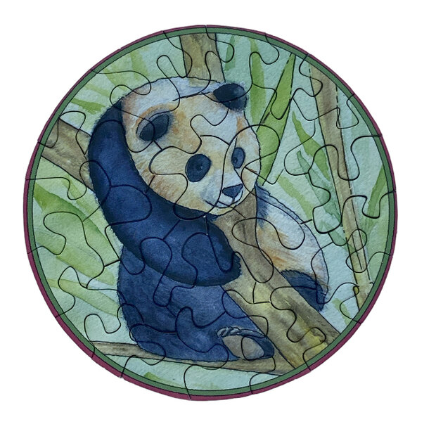 Compact panda puzzeltje 8,5 cm als brievenbuscadeau.