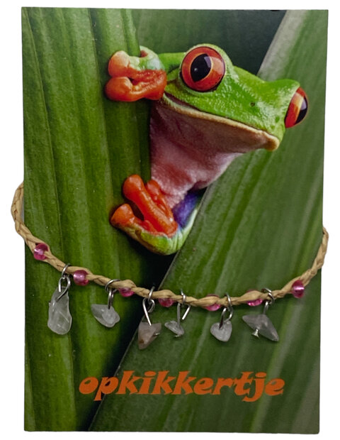 Detailopname van het liefdevolle wenskaartje met de opdruk Opkikkertje