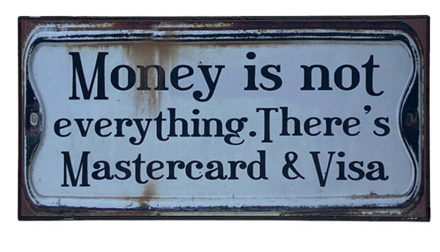 Humoristische magneet met tekst Money is not everything there is Mastercard and Visa van 10 x 5 cm