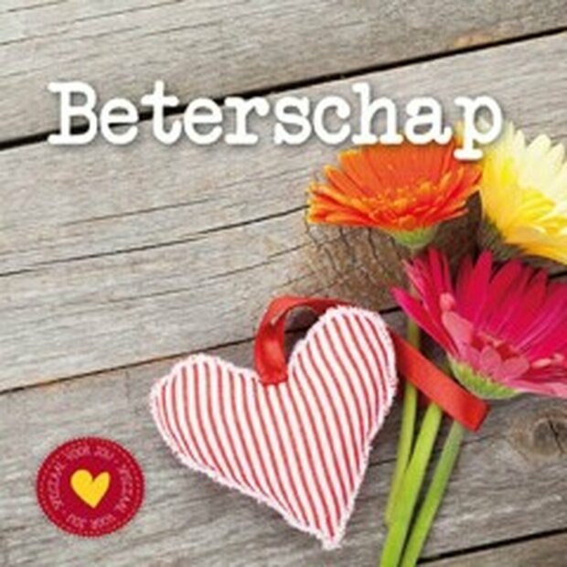 Hardcover beterschap boekje met inspirerende citaten en foto's.