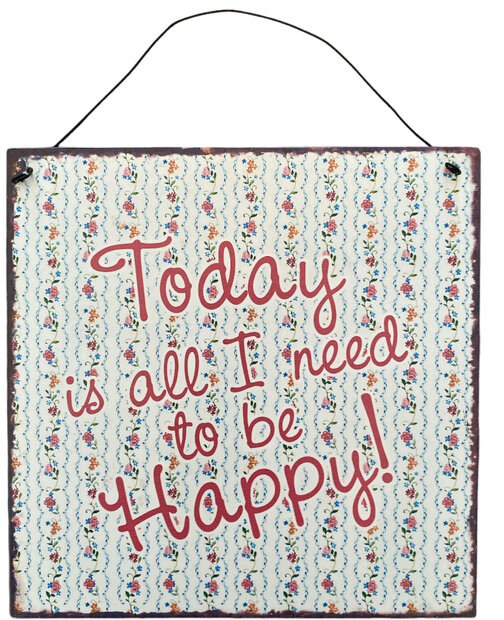 Metalen wandbordje met de tekst Today is all I need to be Happy