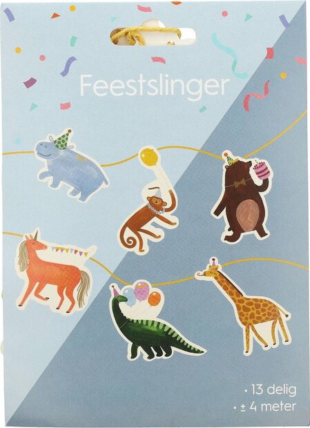papieren verjaardagsslinger met feestelijke dieren