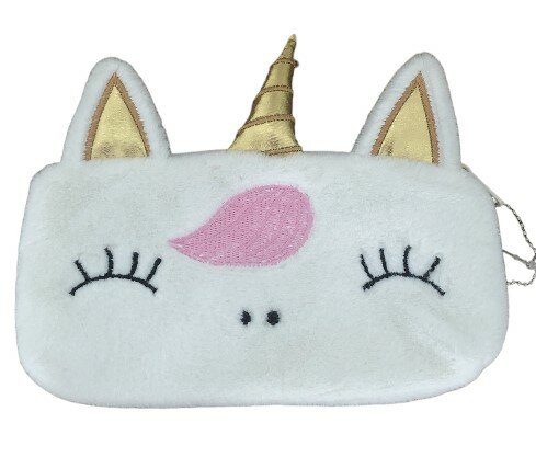 Etui eenhoorn wit pluche