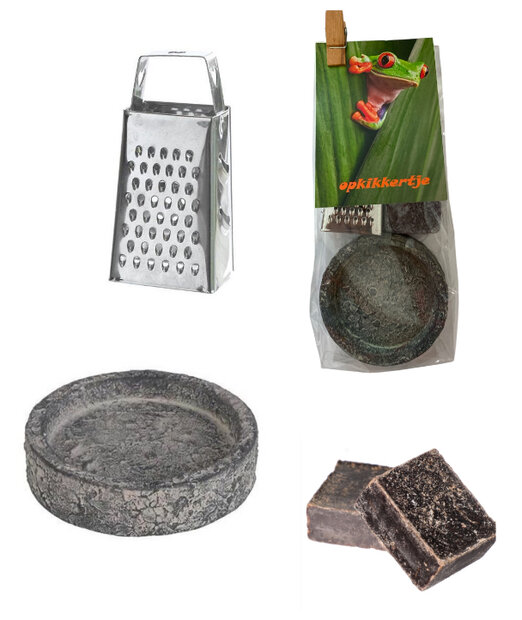 Cadeaupakket amberblokje met kaartje Opkikkertje