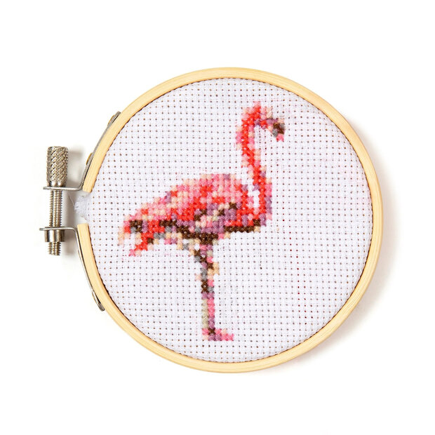 Close-up van canvas met flamingo patroon