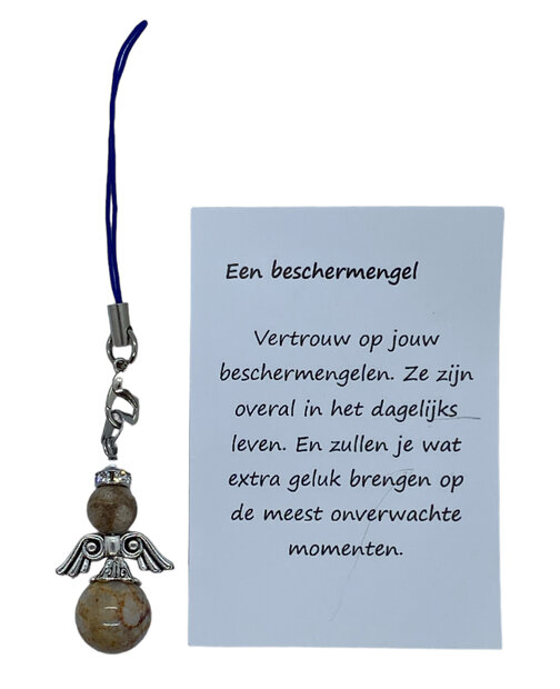 Symbolisch engeltje van laguna agaatmet kaartje