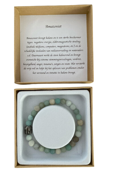 Heren armband Amazoniet met Boeddha kraal