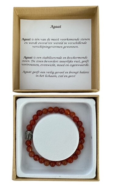 Dames sieraden &ndash; armband Agaat Boeddha in geschenkverpakking