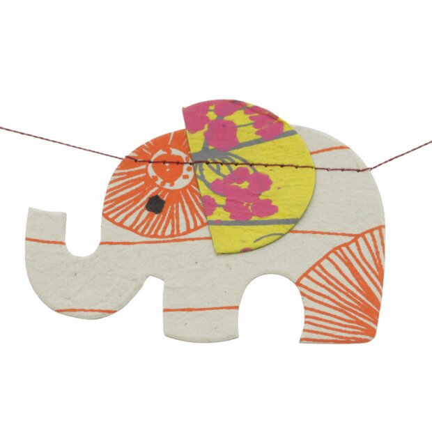 Eco-paper slinger met olifantjes handgemaakt in Nepal