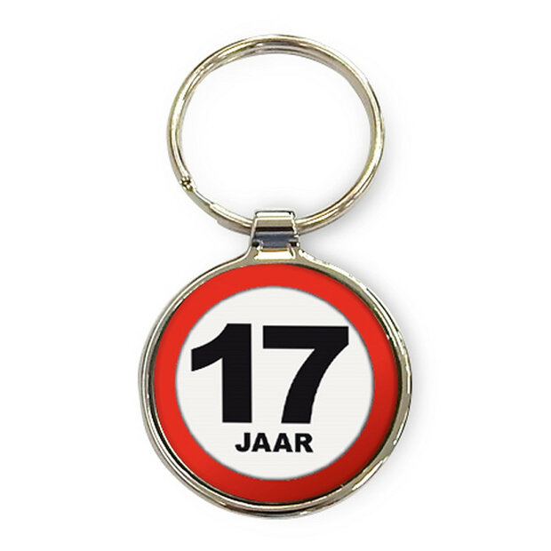 Ronde sleutelhanger verjaardag 17