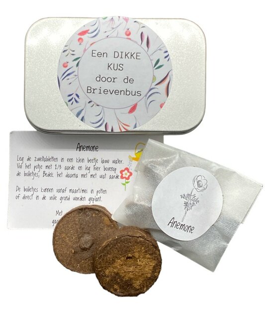 Zaden doosje met tekst een dikke kus brievenbus &ndash; zadendoosje bloemen