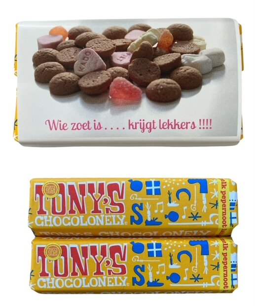 Tony&rsquo;s Chocolonely melk‑pepernoot duo 2&times;47 gram fairtrade chocolade