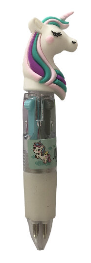 Vrolijke unicorn pen met 4 kleuren voor kinderen