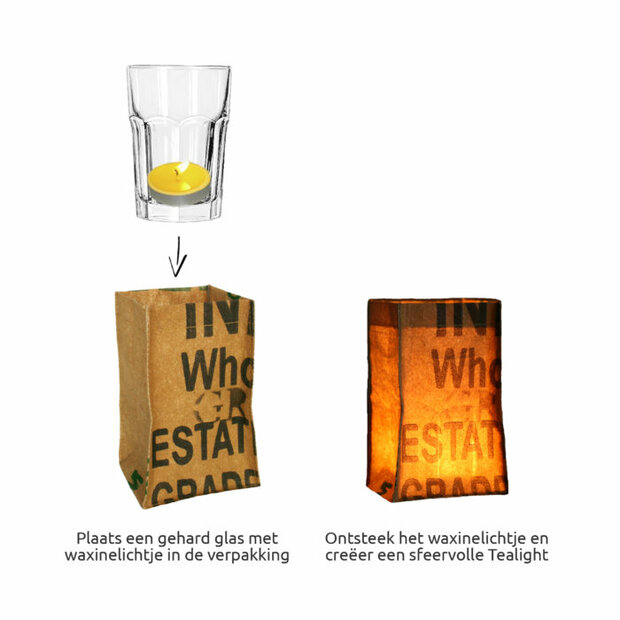Sfeervol theelichtje met glas en waxinelichtje