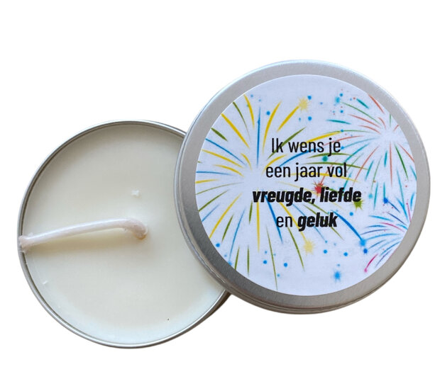 Kaars Ik wens je een jaar vol vreugde, liefde en geluk handgegoten