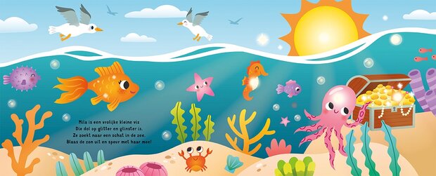 Kinderboek met twinkelende lichtjes zee thema