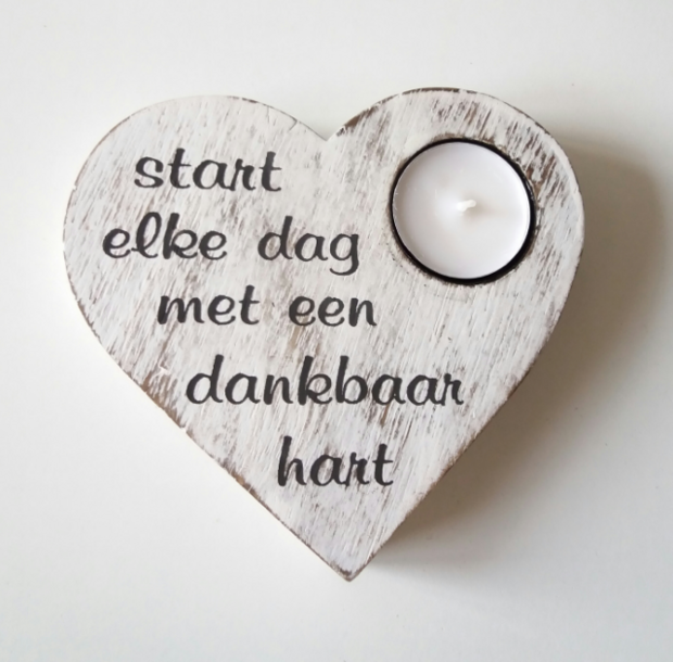 Houten hart waxinelichtje