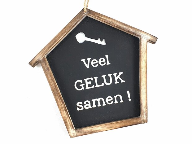 Veel geluk samen houten huisje