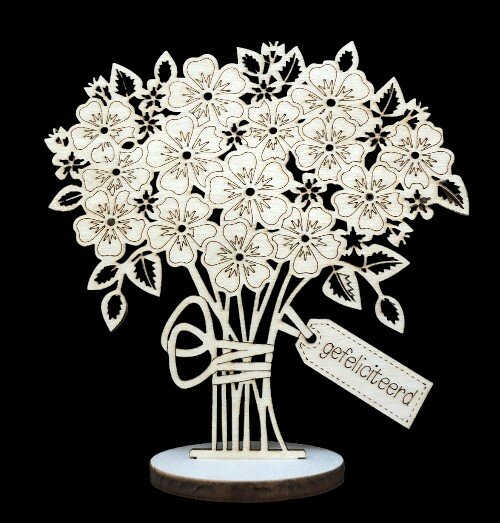 Bloemen decoratie gefeliciteerd hout