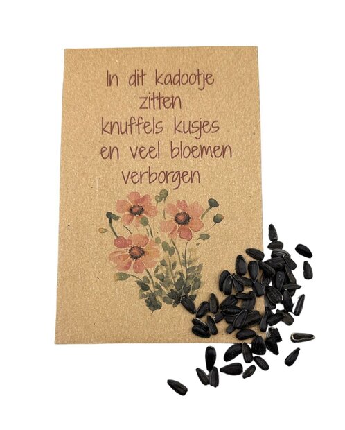 Kraftzakje zonnebloemzaden knuffels kusjes bloemen