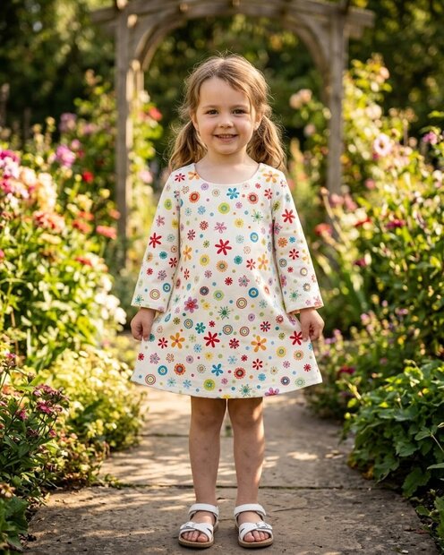 Meisje dat de kinderjurk draagt