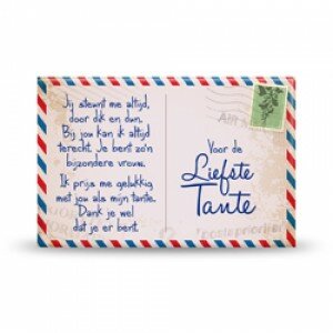 Decoratiemagneet postcard met liefdevolle tekst voor tante van 5,5 x 8 cm