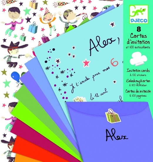 DIY pakket Zelf uitnodigingen maken voor jongens in verpakking van 23 x 21,5 cm