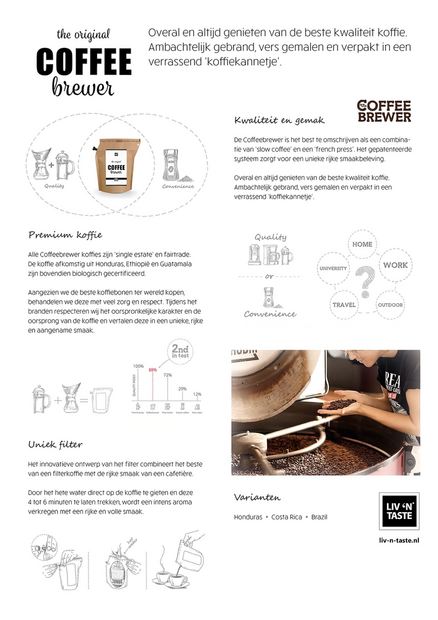 Koffie, coffee brewer uitleg kaart home sweet home