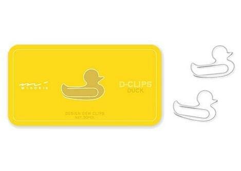 Detailopname van de eendjesvorm en stevige metalen afwerking van de paperclip