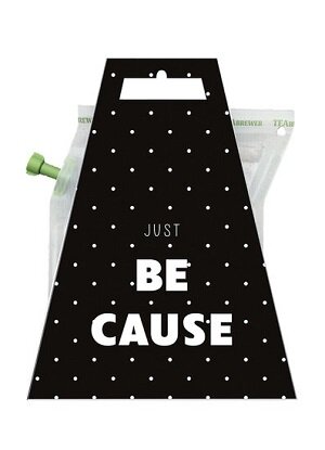 Teabrewer zakje met tekst Just because gevuld met biologische kruidenthee