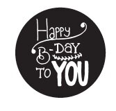 Detailopname van het hangende kaartje met de tekst Happy B day to you