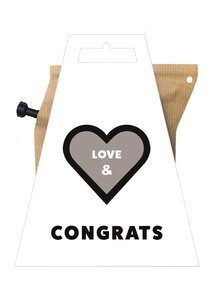 Biologische Fairtrade koffie zakje met tekst love congrats op de wikkel