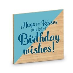 Verjaardag onderzetter Hugs and Kisses | Stijlvolle tafelonderzetter met kurk
