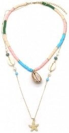 Ketting Schelp Zeester - Bohemian sieraden met goudkleurige details