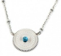 Ketting Munt Bedel - Zilverkleurige RVS ketting met blauw natuursteen