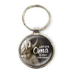 Metalen Sleutelhanger Liefste Oma Jij Bent Een Engel met Keyring