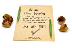Bedankt lieve meester - Geluksklavers kraft zakje